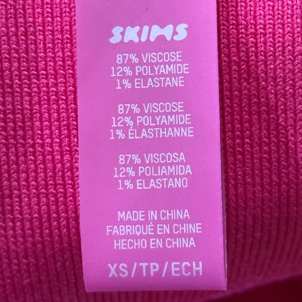 SKIMS Vibrant Pink Triangle Bikini Top XS